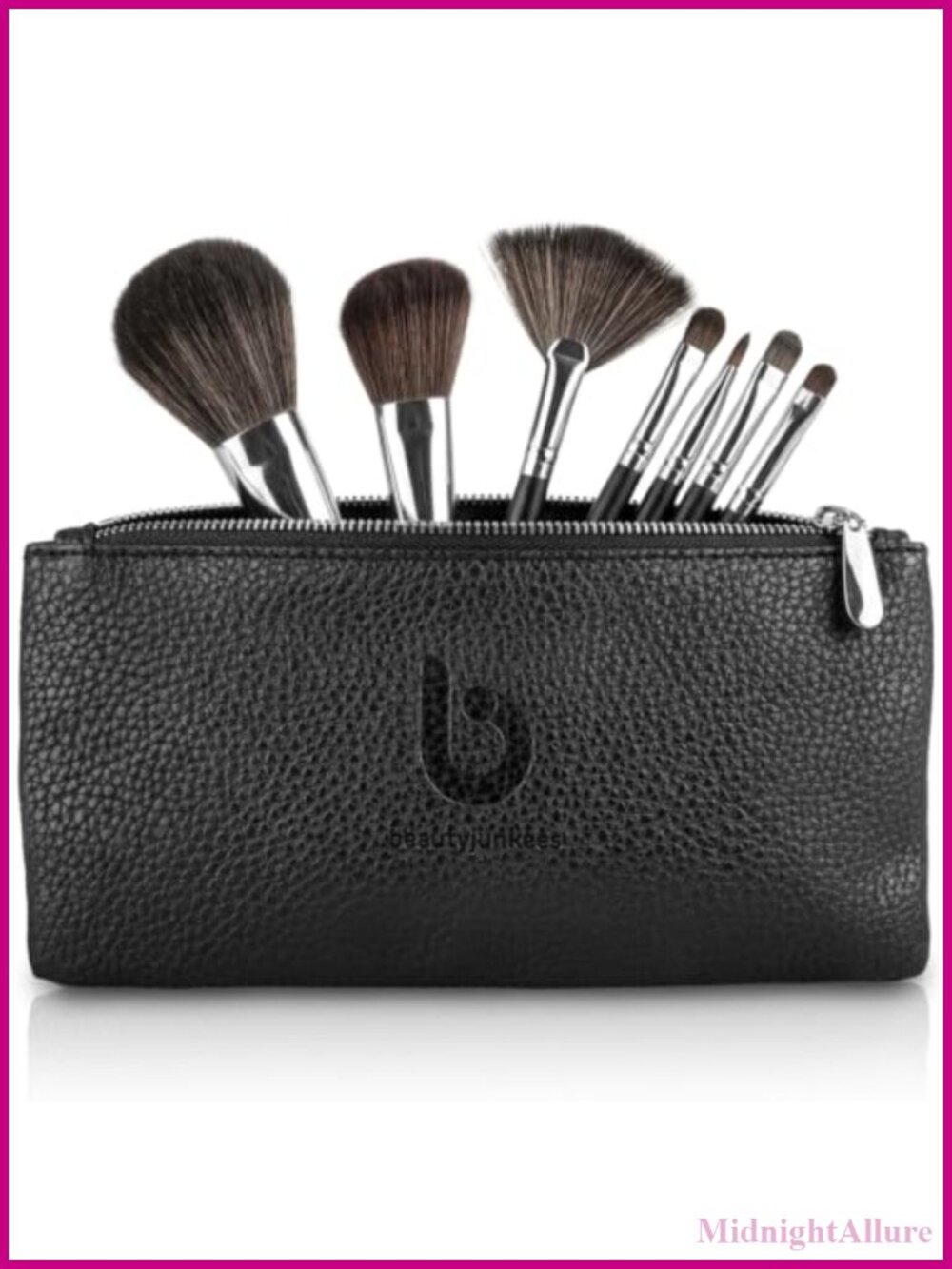 Small PU Leather Makeup Brush Case Travel Cosmetic Bag Zipper Pouch